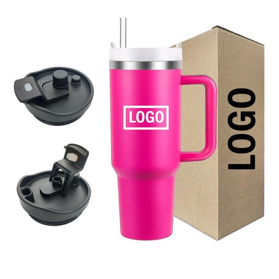 Top Selling 2024 Double Wall Vacuum 40 oz Insulated Stainless Steel Thermal Glasses Tumbler H2.0 Water Mug Cup 40oz With Handle