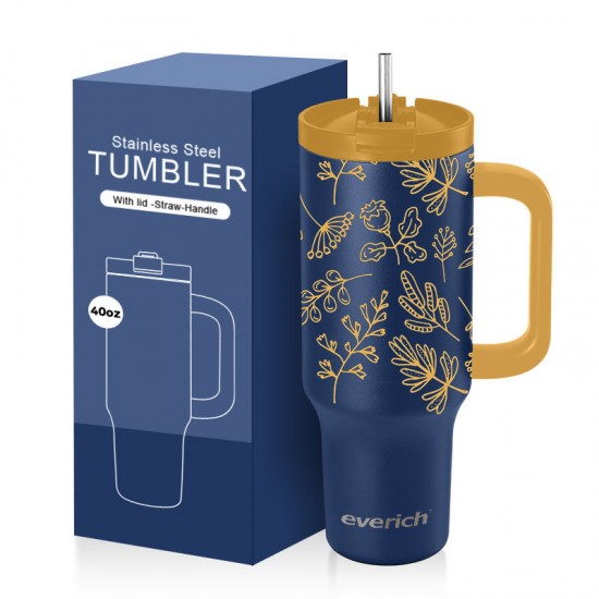 Large Capacity stainless steel 40oz tumbler with handle straw double wall coffee cup travel insulated Beer mug