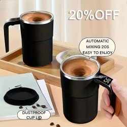 Promotion Gift Self Stirring Coffee Mug Stainless Steel Rechargeable Automatic Magnetic Coffee Cup with LED Display Temperature