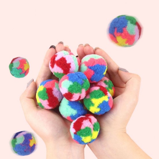 2024 New Interactive Plush Cat Toy Ball Colorful silent Bouncing Toy for Cats and Dogs Pet Material Indoor Usage